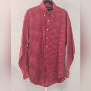 Polo Ralph Lauren Classic Fit Shirt Mens Medium Red Plaid 100% Cotton